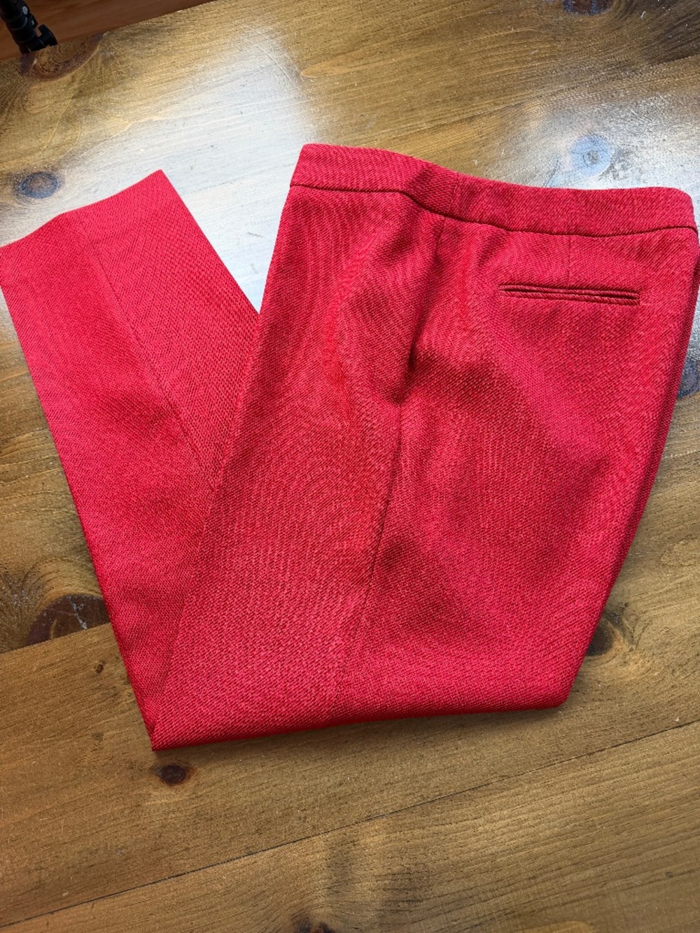 Anne Klein Straight Leg Ankle Length Trousers Tab Waist Red Size 8